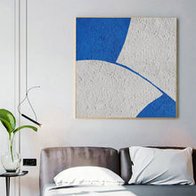 Load image into Gallery viewer, White And Blue Abstract Painting Minimal Painting Office Decor Op048