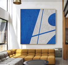 Load image into Gallery viewer, Blue Geometric Art Minimalist Painting White and Blue Op045