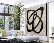 Load image into Gallery viewer, Black And White Abstract Painting Original Artwork Living Room Decor Kp042