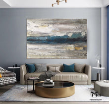 Load image into Gallery viewer, Beige and Blue Abstract Painting Heavy Texture Painting Living Room Kp023