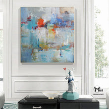 Load image into Gallery viewer, Blue and Grey Wall Art Heavy Texture Original Abstract Painting Kp002