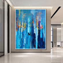 Load image into Gallery viewer, Large Palette Knife Canvas Art Blue Abstract,Painting on Canvas Np020