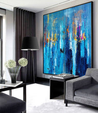 Load image into Gallery viewer, Large Palette Knife Canvas Art Blue Abstract,Painting on Canvas Np020