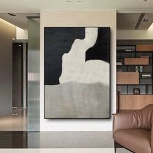 Load image into Gallery viewer, Black And White Grey Contemporary Art Hand Painted Abstract Painting Op097