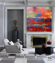 Load image into Gallery viewer, Red Painting On Canvas Large Colorful Contemporary Art Kp025