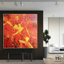 Load image into Gallery viewer, Red Painting On Canvas Contemporary Art Yellow Art For Home Decor Kp003
