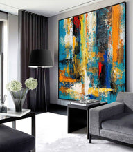 Load image into Gallery viewer, Blue Yellow Palette Knife Canvas Painting Modern Pop Art Canvas Large Gp080