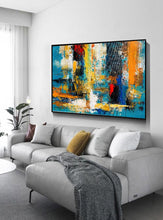 Load image into Gallery viewer, Blue Yellow Palette Knife Canvas Painting Modern Pop Art Canvas Large Gp080