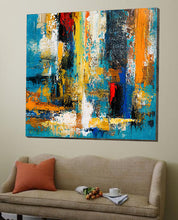 Load image into Gallery viewer, Blue Yellow Palette Knife Canvas Painting Modern Pop Art Canvas Large Gp080
