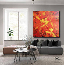 Load image into Gallery viewer, Red Painting On Canvas Contemporary Art Yellow Art For Home Decor Kp003