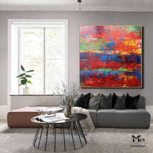 Load image into Gallery viewer, Red Painting On Canvas Large Colorful Contemporary Art Kp025