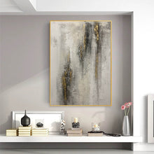 Load image into Gallery viewer, Gray White Gold Abstract Painting Contemporary Wall Art Op092