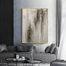 Load image into Gallery viewer, Gray White Gold Abstract Painting Contemporary Wall Art Op092
