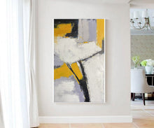 Load image into Gallery viewer, Yellow Gray White Abstract Painting Modern Wall Art Textured Painting Np073