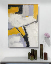 Load image into Gallery viewer, Yellow Gray White Abstract Painting Modern Wall Art Textured Painting Np073