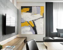 Load image into Gallery viewer, Yellow Gray White Abstract Painting Modern Wall Art Textured Painting Np073