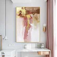 Load image into Gallery viewer, Pink and Gold Leaf Art Original Abstract Painting On Canvas Ap128