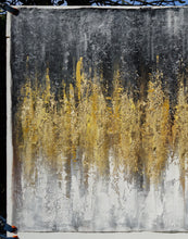 Load image into Gallery viewer, Black Gold Artwork Extra Large Panoramic Textured Abstract Painting Ap060