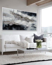 Load image into Gallery viewer, Black Silver Artwork Extra Large Panoramic Abstract Painting Ap053