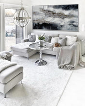 Load image into Gallery viewer, Black Silver Artwork Extra Large Panoramic Abstract Painting Ap053