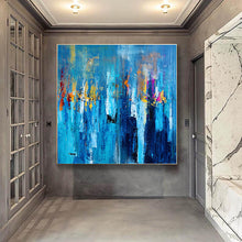 Load image into Gallery viewer, Large Palette Knife Canvas Art Blue Abstract,Painting on Canvas Np020
