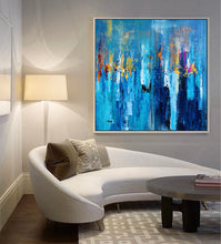 Load image into Gallery viewer, Large Palette Knife Canvas Art Blue Abstract,Painting on Canvas Np020