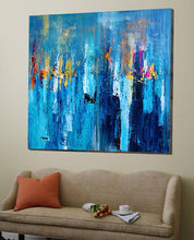Load image into Gallery viewer, Large Palette Knife Canvas Art Blue Abstract,Painting on Canvas Np020