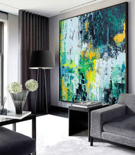 Load image into Gallery viewer, Green Blue Abstract Painting Huge Wall Canvas Art Bp010