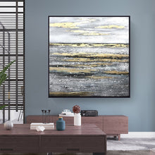 Load image into Gallery viewer, Grey White Gold Art Abstract Painting Texture Painting Op024