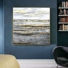 Load image into Gallery viewer, Grey White Gold Art Abstract Painting Texture Painting Op024