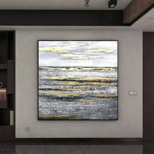 Load image into Gallery viewer, Grey White Gold Art Abstract Painting Texture Painting Op024