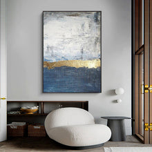 Load image into Gallery viewer, Navy Blue Grey Wall Painting on Canvas Ocean Sunset Painting Cp032