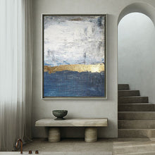 Load image into Gallery viewer, Navy Blue Grey Wall Painting on Canvas Ocean Sunset Painting Cp032