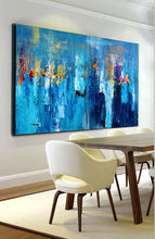 Load image into Gallery viewer, Large Palette Knife Canvas Art Blue Abstract,Painting on Canvas Np020