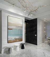 Load image into Gallery viewer, Big Ocean Art Blue Painting Beach Sunset Painting Op030