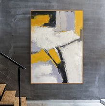 Load image into Gallery viewer, Yellow Gray White Abstract Painting Modern Wall Art Textured Painting Np073