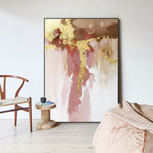 Load image into Gallery viewer, Pink and Gold Leaf Art Original Abstract Painting On Canvas Ap128