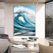 Load image into Gallery viewer, Textured Ocean Waves Wall Art Large Canvas Artwork for Sale Gp083