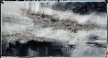 Load image into Gallery viewer, Black Silver Artwork Extra Large Panoramic Abstract Painting Ap053
