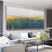 Load image into Gallery viewer, Decor Green Painting Gold Painting Rich Textured Office Wall Art