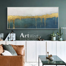 Load image into Gallery viewer, Decor Green Painting Gold Painting Rich Textured Office Wall Art