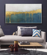 Load image into Gallery viewer, Decor Green Painting Gold Painting Rich Textured Office Wall Art