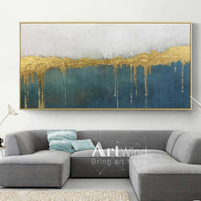 Load image into Gallery viewer, Decor Green Painting Gold Painting Rich Textured Office Wall Art