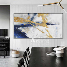 Load image into Gallery viewer, Large Gold Painting Navy Blue Wall Art Royal Blue Painting Modern Wall Art dp038