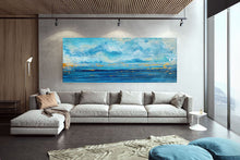 Load image into Gallery viewer, Oversized Art for Sale Ocean Landscape Painting Blue Abstract Painting Gp074