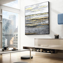 Load image into Gallery viewer, Grey White Gold Art Abstract Painting Texture Painting Op024