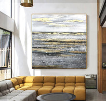 Load image into Gallery viewer, Grey White Gold Art Abstract Painting Texture Painting Op024