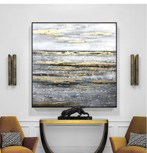 Load image into Gallery viewer, Grey White Gold Art Abstract Painting Texture Painting Op024