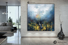 Load image into Gallery viewer, Blue White Gold Handmade Abstract Paintings Office Decor Fp044