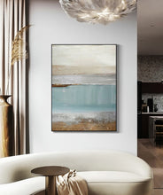 Load image into Gallery viewer, Big Ocean Art Blue Painting Beach Sunset Painting Op030